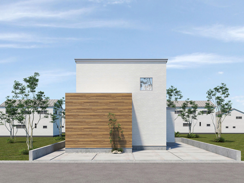 郡山市日和田町の新築建売住宅。外観の完成予想パース
