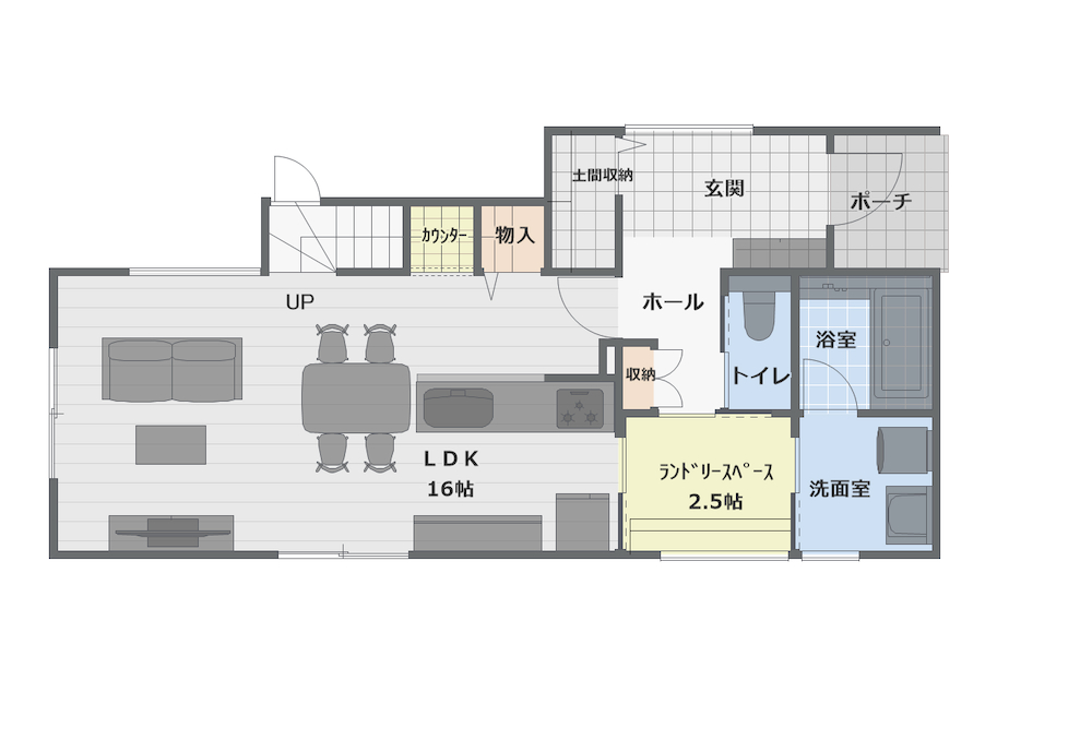 郡山市鶴見坦三丁目建売の2階間取り図・1階